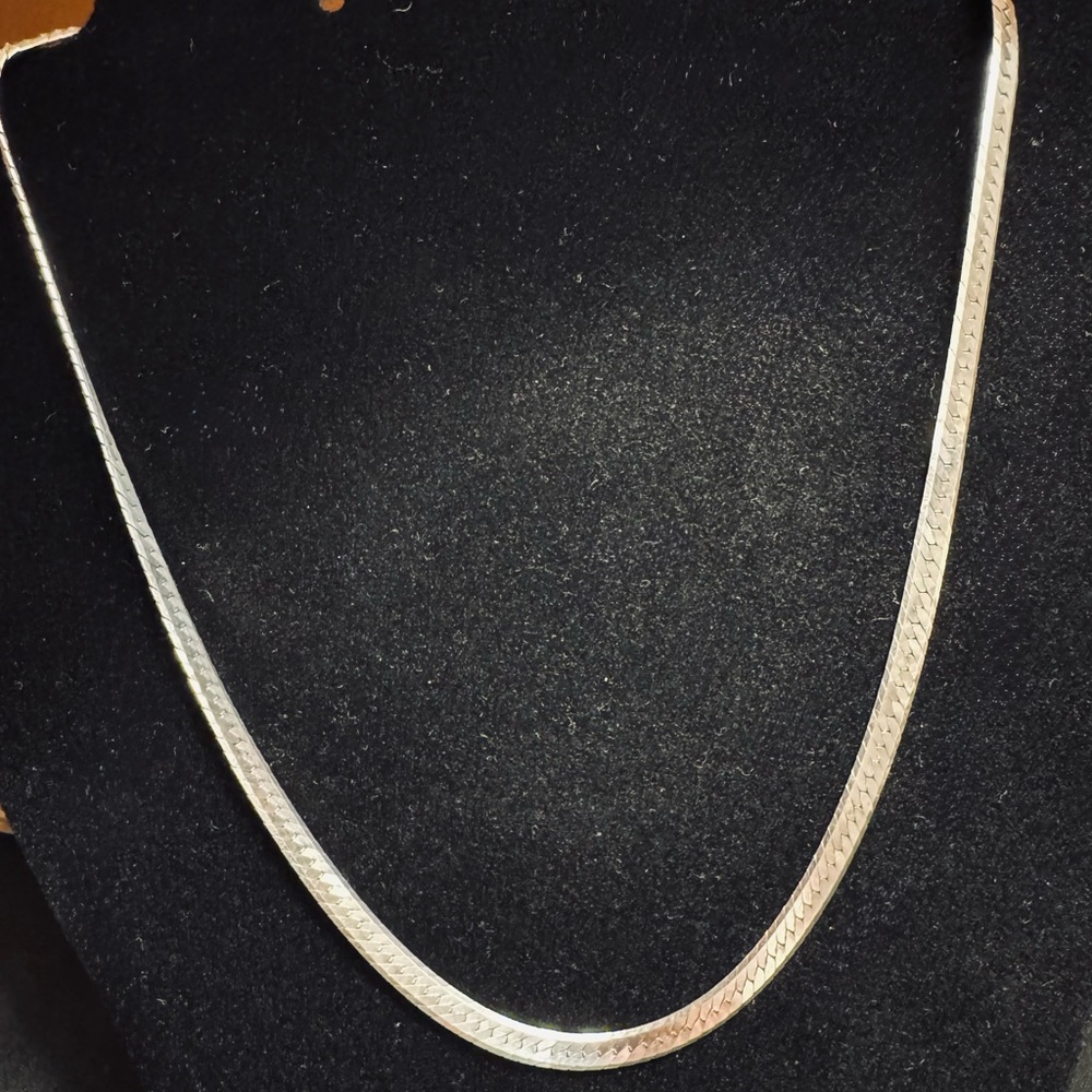 17” Sterling Silver Herringbone Necklace - Picture 9 of 9